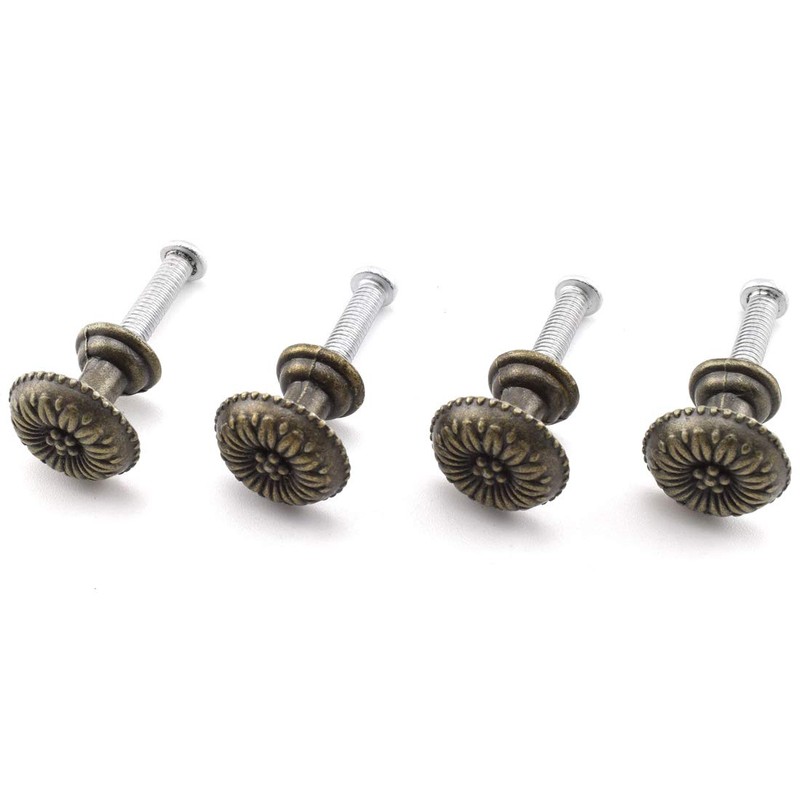 Antique Jewelry Box Pull Handle, OZXNO 4-Pack Retro Bronze Round
