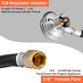 MOZODAWN 3.5FT Propane Hose with Regulator, Low-Pressure Propane Regulator with Hose Compatible with 1 LB Propane Tanks for Patio Heater, Weber, Charbroil, Nexgrill and Other Propane BBQ Grill, Stove