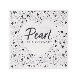 Anniversary House Pearl 30th Anniversary Lunch Napkins | Pack of 16 | 3 ply | 33 x 33cm | Foil Stamped | Table Decoration, Pearl Anniversary Decoration, Disposable Party Serviettes Napkins, J082