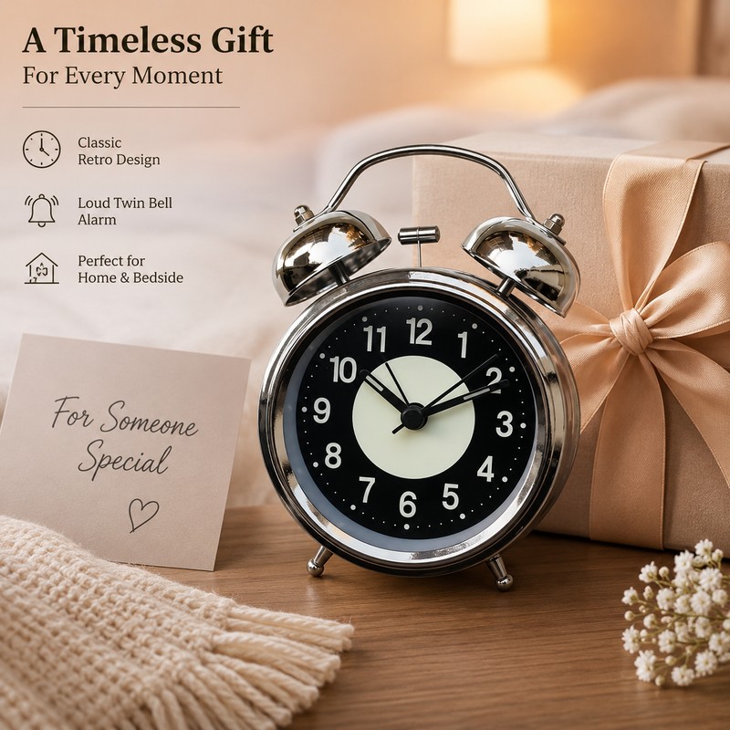 Twin Bell Alarm Clock for Heavy Sleepers – Retro Metal