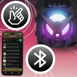 Retoo Bluetooth Speaker 5 W, Wireless, Playback USB, MicroUSB, MicroSD, Minijack 3.5 mm, Boombox with Radio FM 87.6-108 MHz, Music Box for Party, Beach, Camping, Garden, Black