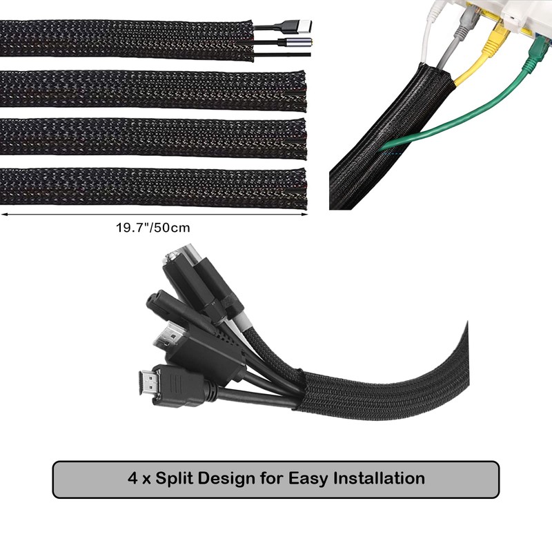 303 Pcs Cable Management Organizer Kit, 4 Cable Sleeve Split,