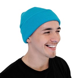 3 x Beanie Hat Plain Baby Blue Soft Comfortable Casual for Men Women Warm Knitted Winter Woolly Skully Ski Headwear