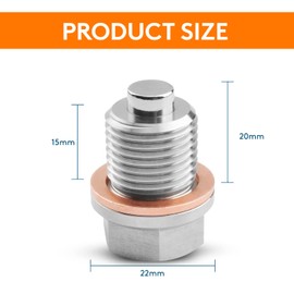 M16*1.5 Stainless Steel Engine Magnetic Oil Drain Plug with Neodymium Magnet Magnetic Oil Pan Plug with 3 PCS Copper Gasket Fit For Peugeot, Citroen, Subaru.