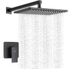 POP SANITARYWARE Matte Black Shower Faucet Set, Bathroom Rainfall Shower