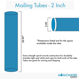 2 inch x 36 inch, Mailing Tubes with Caps (6 Pack) | MagicWater Supply