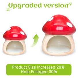 BNOSDM Ceramic Hamster Hideout Cute Mushroom Shape Hamster House and Habitat Cool Hamsters Hide Suitable for Syrian, Mice, Dwarf Hamsters, Gerbils (Red)