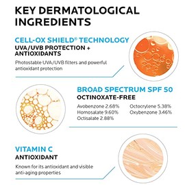 La Roche-Posay Anthelios AOX Protector solar facial SPF 50 diario antioxidante cara serum con protector solar, 1 fl. Oz., 1 fl. oz                    