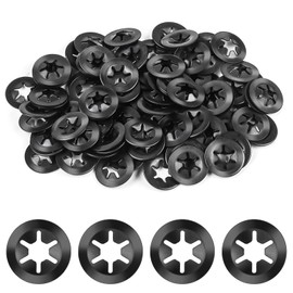 Jeboler Pack of 100 M4 Locking Washers, Clamping Discs Starlock Washers, Inner Tooth Quick Release Clamping Ring, 65 Manganese Steel Locking Washer - Black