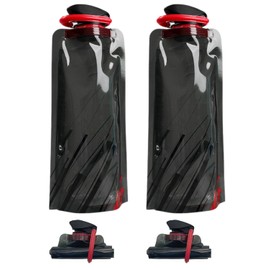 JUKOTA Faltbare Trinkflasche, 2 Stück 700ML Wiederverwendbare Trinkflasche Faltbar, Trinkflaschen Faltbar, BPA-Freie Wasserflasche mit Clip, Wasserflasche für Wandern, Abenteuer, Reisen - Schwarz