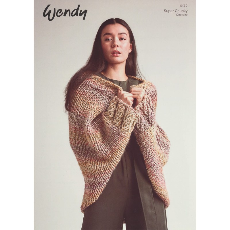 Wendy Super Chunky Knitting Pattern for Ladies Cocoon Wrap Cardigan