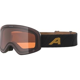 ALPINA LADIS Q Mirrored, Contrast-Enhancing OTG Ski Goggles with 100% UV Protection for Adults, Matte Black/Gold, One Size