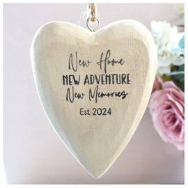 New Home New Adventure New Memories 2024 Solid Wood Lightweight Bauble. Tree Decoration Ornament Hanging 3D Heart. First House | Homeowner | Friend Daughter Sister Couple