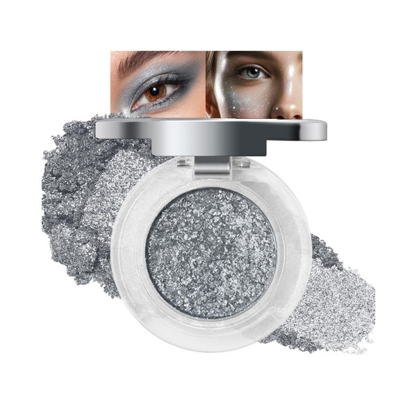 Glitter Shimmer Single Eyeshadow Palette,Gray Blue Chameleon Cream Eye Shadow,