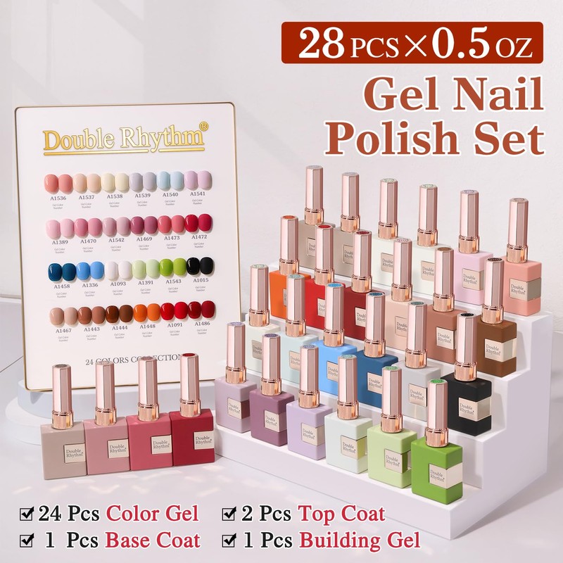 Double Rhythm 28Pcs 0.5Oz Gel Nail Polish Set Same Color