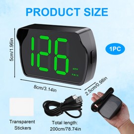 TIANXUAN Digital GPS Speedometer Car MPH KMH HUD Switching Heads up Display Car Real-Time Speedometer with LED Large Font Display Accurate Suitable for Motorcycle Truck SUV USB Plug Play (MPH+KMH)