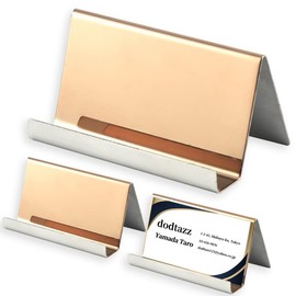 dodtazz Gold Card Stand, Set of 3, Tabletop, Business Card Holder, Stainless Steel, Shop Cards (Gold/Set of 3)