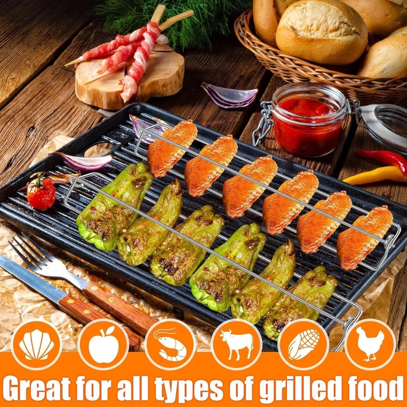 Lyfengdeam Chicken Wing BBQ Fork, Metal Grilling Rails, Wing Rails