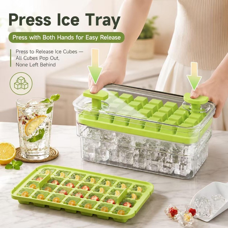 Ice Cube Trays with Storage Bin, 84 Cubes Ice Maker