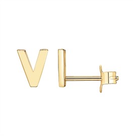 PAVOI 14K Yellow Gold Plated Sterling Silver Alphabet Letter Earrings | Initial Earrings | Letter V