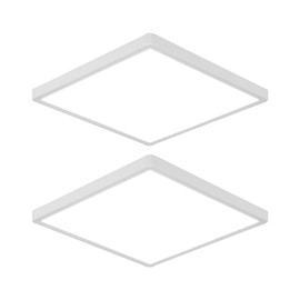DELIPOP 2 Pack Flush Mount Ceiling Light, 12 Inch 24W Ultra Thin Square LED Ceiling Light, 6500K Cool White Low Profile Light Fixture for Living Room Bedroom Bathroom Kitchen Dining Room Corridor