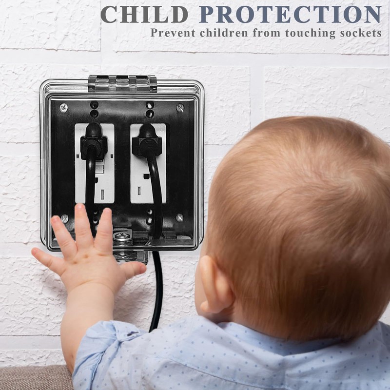 PILISPARK 2-Gang Baby Safety Dual Outlet Cover Box - Fit