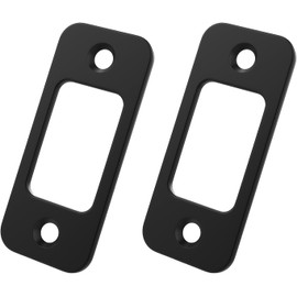 Black Deadbolt Strike Plate for Exterior Door Plate1 x 2 1/4" Door Strike Plate, Deadbolt Plate with 4 Screws 1-3/8" - (2-Pack)