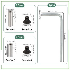 AHANDMAKER 12Pcs Knife Handle Bolt Rivets, with 2Pcs Hexagon Wrench, 2 Sizes Screw Fastener Nut DIY Material, 5mm Knife Screws Knife Making Supplies Blind Rivets for Knife Handles