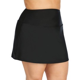 Island Escape Women's Skirt High-Waist Swim Bottom Separates (Black, 16W)