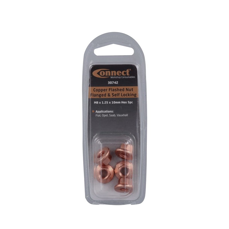 Connect 30742 Copper Flashed Nut Flanged & Self Locking M8