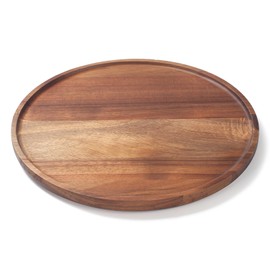 Round Wood Tray, Acacia Wooden Serving Tray, Decorative Tray for Coffee Table and Home Decor, Round Wooden Tray for Kitchen Counter Living Room (11.8 inch)