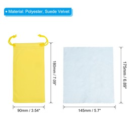 PATIKIL Microfibre Glasses Bag Pack of 6 Sunglasses Bag Glasses Case Soft Sunglasses Case with Glasses Cleaning Cloth Yellow, yellow