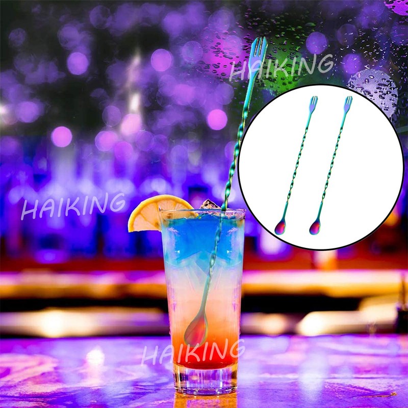 HAIKING Cocktail Mixing Spoon, 2 Pcs Bartender Stainless Steel Bar