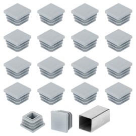 sourcing map 1" (25mm) Square Tubing End Caps, 32 Pcs Plastic Hole Plugs Insert End Cap for Metal Tubing Post Chair Leg Table Bookshelves Furniture, Grey