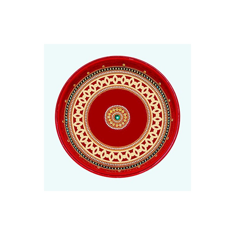 Aditri Creation Handcrafted Pooja Thali Plate Engagement Plate Decorative Steel