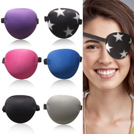 RIKEYO 6pcs Eye Patch, Adjustable Soft Eye Patches for Adults and Kids,Medical Eyepatch for Amblyopia Lazy Eye,Left or Right Eyes, 6 Colors