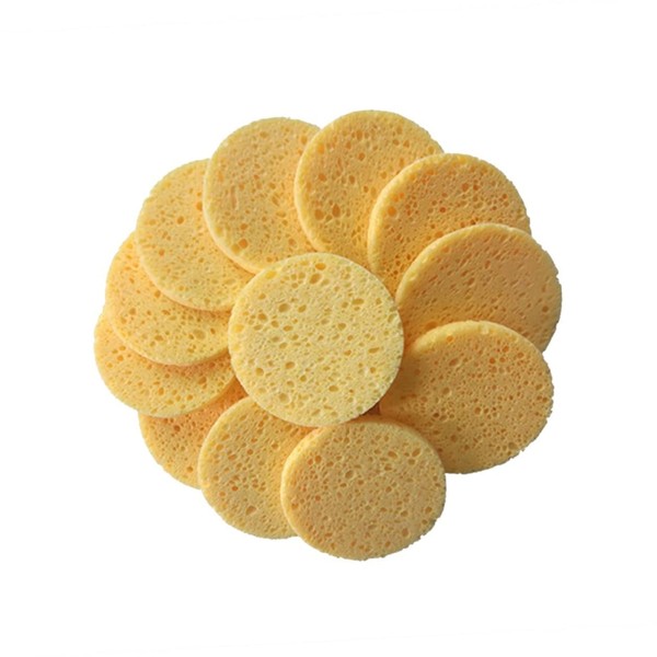 PACKOVE 50Pcs Facial Sponge Natural Wood Pulp Compress Makeup Cleansing