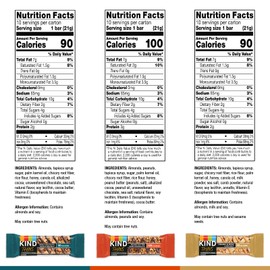 KIND Thins Snack Bar, Variety Pack, Dark Chocolate Nuts & Sea Salt, Caramel Nuts & Sea Salt and Peanut Butter Dark Chocolate, Low Calorie Snacks, Gluten Free, Low Sugar, 2-3g Protein, 30 Count