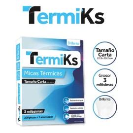Mica Térmica Carta 3ml PET EVA 200 Piezas con Acarreador Termiks                                                                                      