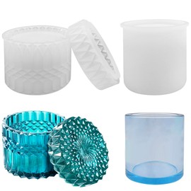 Moldes de resina para tarro AFUNTA, 2 piezas de moldes de silicona para tarro con tapa, moldes de resina epoxi para tarro grande de diamante, para frasco de almacenamiento DIY, contenedores de