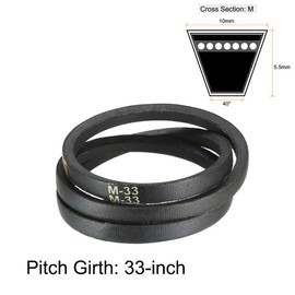 sourcing map M-33 Drive Belt 838mm Pitch Length Industrial Rubber Power Transfer Belt 10mm Width, 5.5mm Height, JIS Standard