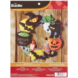 Bucilla Felt Applique Wall Hanging Wreath Kit, 17 by 17-Inch, Witch's Brew