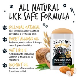 BUGALUGS Dog nose balm, Natural lick safe Paw balm for dogs contains Colloidal Oatmeal, Dog paw cream Vegan formula nose balm for dogs reduces skin irritation and redness (Coconut & Oatmeal 41g)