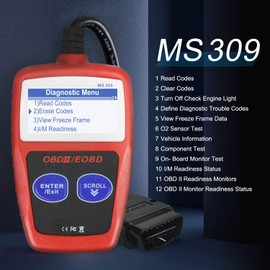 Xtruck MS309 OBD2 Scanner Check Car Engine Light Fault Code Reader, Universal OBDII Diagnostic Scan Tool Read Clear Trouble Codes, View Freeze Frame Data, OBDII CAN Diagnostic Scan Tool