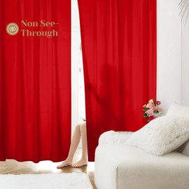 HOMEIDEAS - Cortinas transparentes de privacidad rojas no transparentes, 52 x 96 pulgadas de largo, 2 paneles de cortinas semitransparentes para filtrar la luz, cortinas para recámara, sala de estar