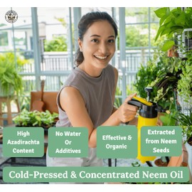 Neem Oil Spray for Plants-Kit Makes 320 fl oz -100% Pure Cold Pressed