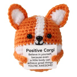 TOYMIS Positive Corgi Crochet, Emotional Doll Support Crochet Positive Dog for Inspirational Gift Home Office Decoration Mother Graduation Gift