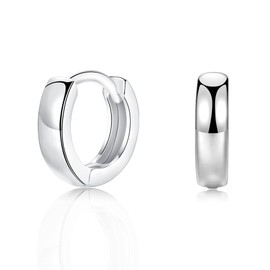 Silver Hoop Earrings, 925 Sterling Silver Post Lightweight Sleeper Hoops Earring Silver Earrings for Women Girls Men Gifts Diameter 14mm Thickness 3mm