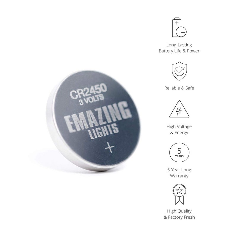 EmazingLights 60 Pack CR2450 Battery 3V Lithium Coin Cell Batteries