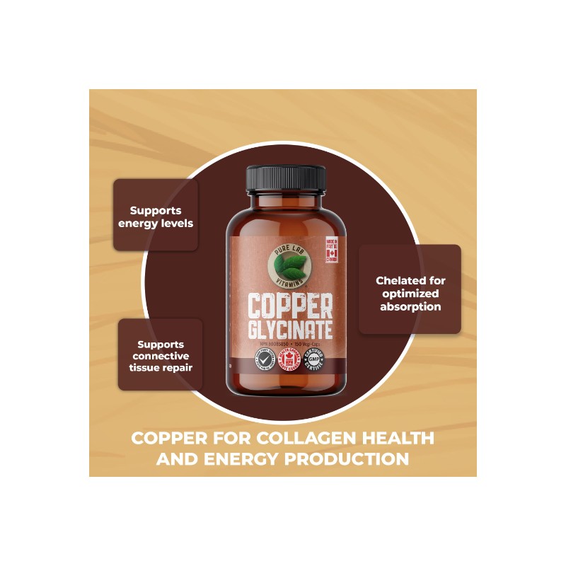 Pure Lab Vitamins Copper Glycinate 1mg - 150 Vegi-caps